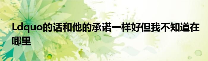 Ldquo的话和他的承诺一样好但我不知道在哪里