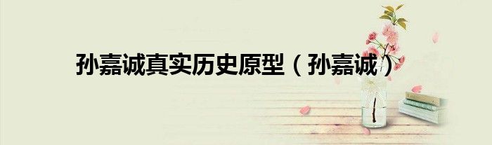 孙嘉诚真实历史原型（孙嘉诚）