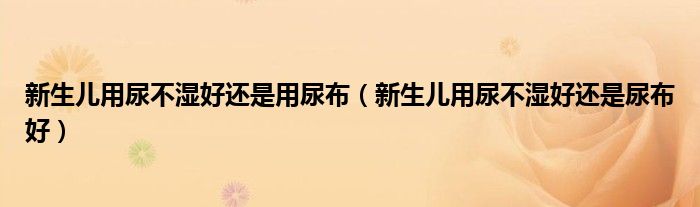 新生儿用尿不湿好还是用尿布（新生儿用尿不湿好还是尿布好）
