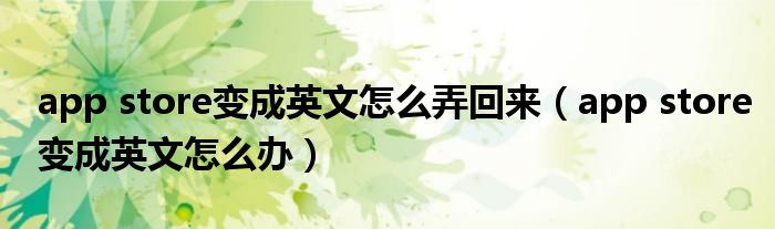 app store变成英文怎么弄回来（app store变成英文怎么办）