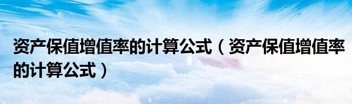 资产保值增值率的计算公式（资产保值增值率的计算公式）
