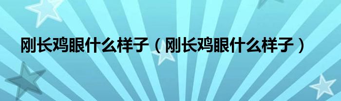 刚长鸡眼什么样子（刚长鸡眼什么样子）