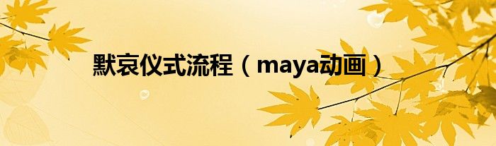 默哀仪式流程（maya动画）