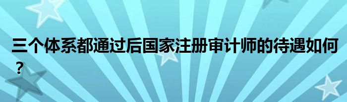 三个体系都通过后国家注册审计师的待遇如何？