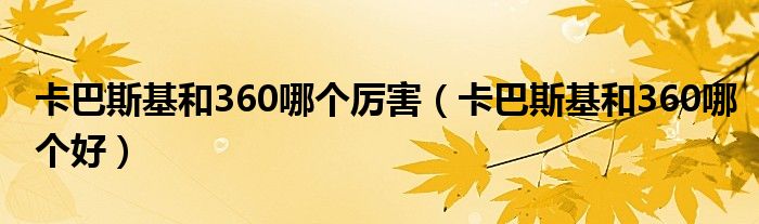 卡巴斯基和360哪个厉害（卡巴斯基和360哪个好）