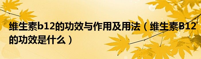 维生素b12的功效与作用及用法（维生素B12的功效是什么）