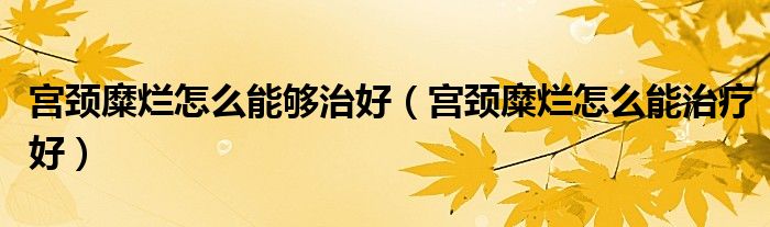 宫颈糜烂怎么能够治好（宫颈糜烂怎么能治疗好）