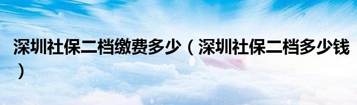 深圳社保二档缴费多少（深圳社保二档多少钱）