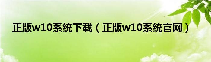 正版w10系统下载（正版w10系统官网）