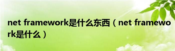net framework是什么东西（net framework是什么）