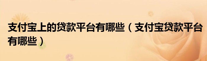 支付宝上的贷款平台有哪些（支付宝贷款平台有哪些）