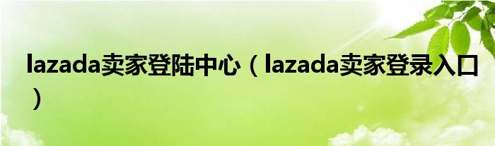 lazada卖家登陆中心（lazada卖家登录入口）