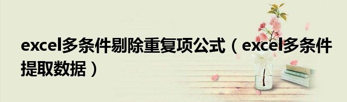 excel多条件剔除重复项公式（excel多条件提取数据）