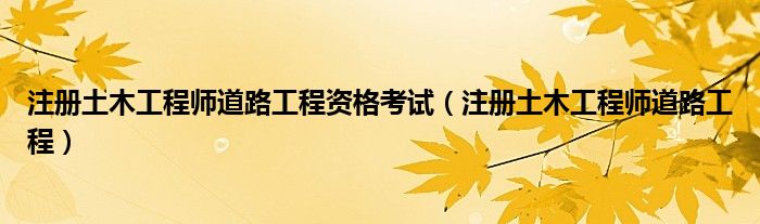 注册土木工程师道路工程资格考试（注册土木工程师道路工程）