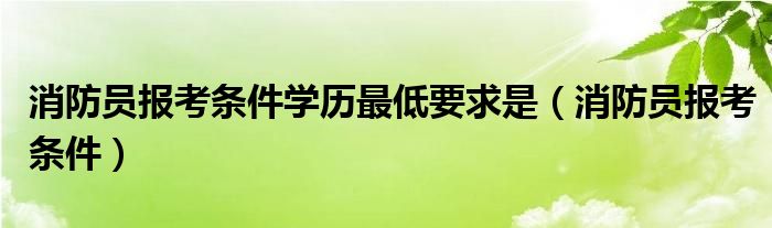 消防员报考条件学历最低要求是（消防员报考条件）