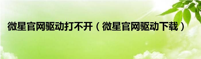 微星官网驱动打不开（微星官网驱动下载）