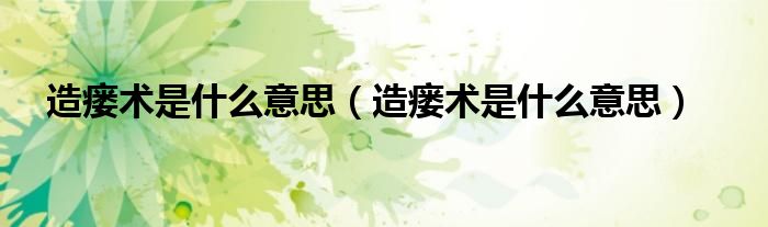 造瘘术是什么意思（造瘘术是什么意思）