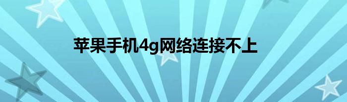 苹果手机4g网络连接不上