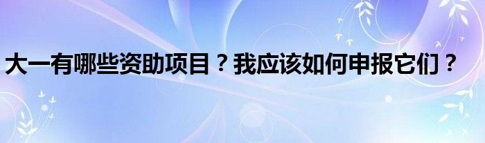 大一有哪些资助项目？我应该如何申报它们？