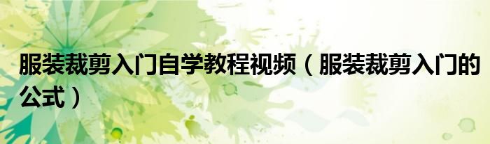 服装裁剪入门自学教程视频（服装裁剪入门的公式）