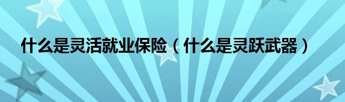 什么是灵活就业保险（什么是灵跃武器）