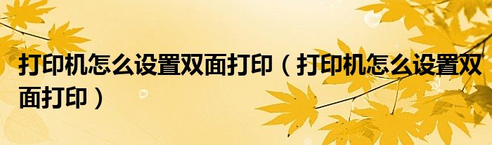 打印机怎么设置双面打印（打印机怎么设置双面打印）