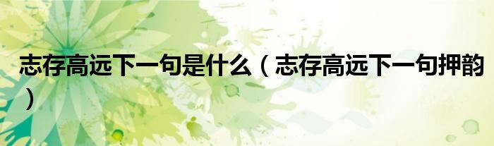 志存高远下一句是什么（志存高远下一句押韵）