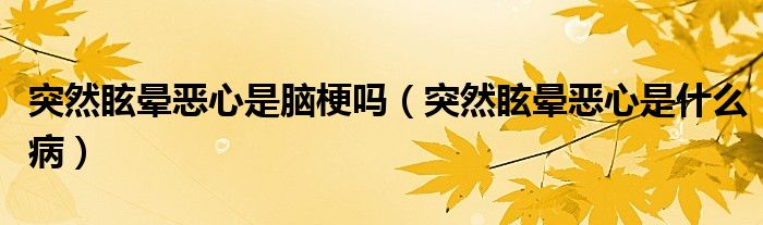 突然眩晕恶心是脑梗吗（突然眩晕恶心是什么病）