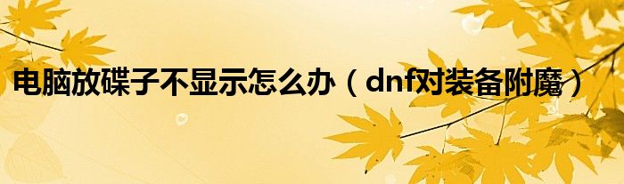 电脑放碟子不显示怎么办（dnf对装备附魔）