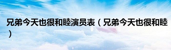 兄弟今天也很和睦演员表（兄弟今天也很和睦）