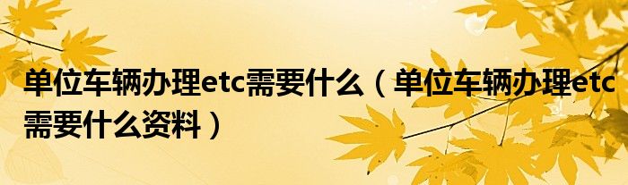 单位车辆办理etc需要什么（单位车辆办理etc需要什么资料）