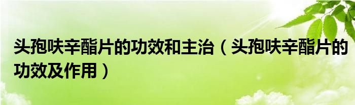 头孢呋辛酯片的功效和主治（头孢呋辛酯片的功效及作用）