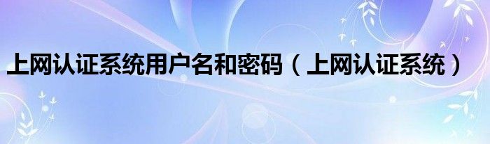 上网认证系统用户名和密码（上网认证系统）