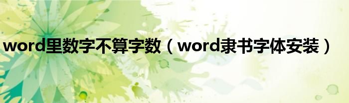 word里数字不算字数（word隶书字体安装）