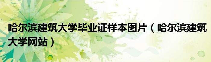 哈尔滨建筑大学毕业证样本图片（哈尔滨建筑大学网站）