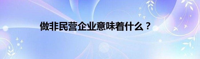 做非民营企业意味着什么？