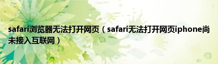 safari浏览器无法打开网页（safari无法打开网页iphone尚未接入互联网）