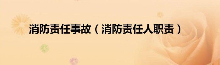 消防责任事故（消防责任人职责）