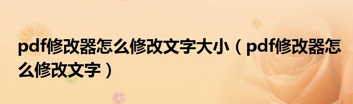 pdf修改器怎么修改文字大小（pdf修改器怎么修改文字）