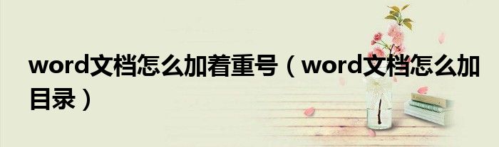 word文档怎么加着重号（word文档怎么加目录）