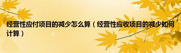 经营性应付项目的减少怎么算（经营性应收项目的减少如何计算）