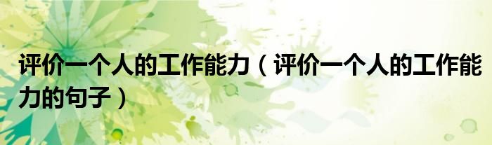评价一个人的工作能力（评价一个人的工作能力的句子）