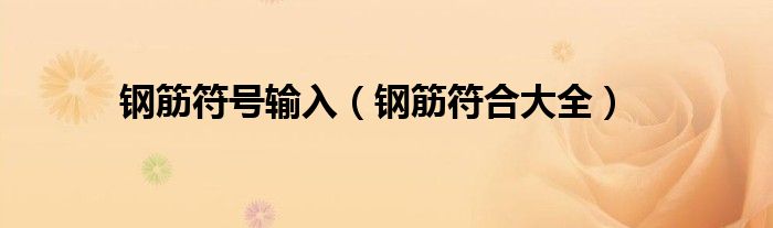 钢筋符号输入（钢筋符合大全）