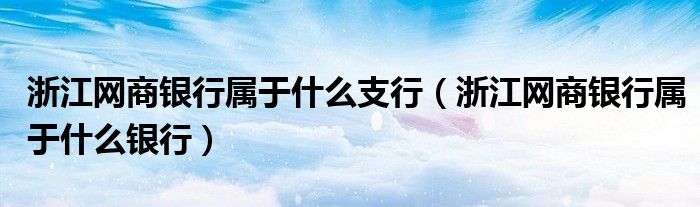 浙江网商银行属于什么支行（浙江网商银行属于什么银行）