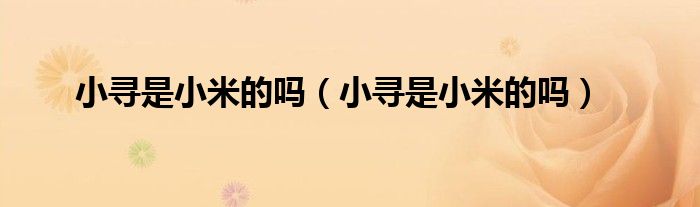 小寻是小米的吗（小寻是小米的吗）