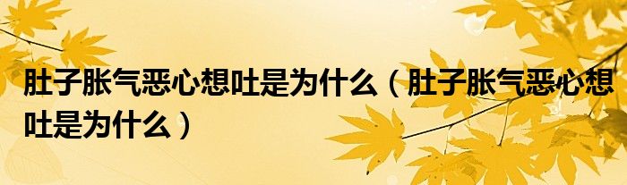 肚子胀气恶心想吐是为什么（肚子胀气恶心想吐是为什么）