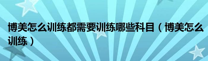 博美怎么训练都需要训练哪些科目（博美怎么训练）