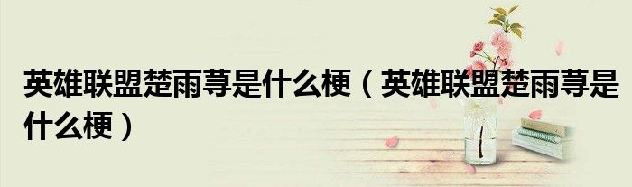英雄联盟楚雨荨是什么梗（英雄联盟楚雨荨是什么梗）
