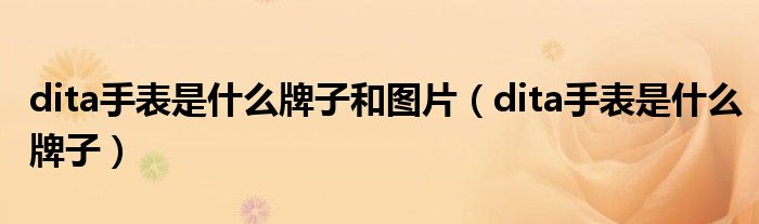 dita手表是什么牌子和图片（dita手表是什么牌子）