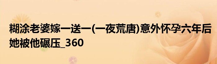 糊涂老婆嫁一送一(一夜荒唐)意外怀孕六年后她被他碾压_360